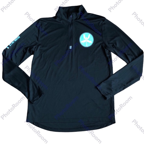 Performance Long Sleeve Tee Shirt SHE POWER MARATHON 1/4 Zip Large Black Women’s - Picture 2 of 16